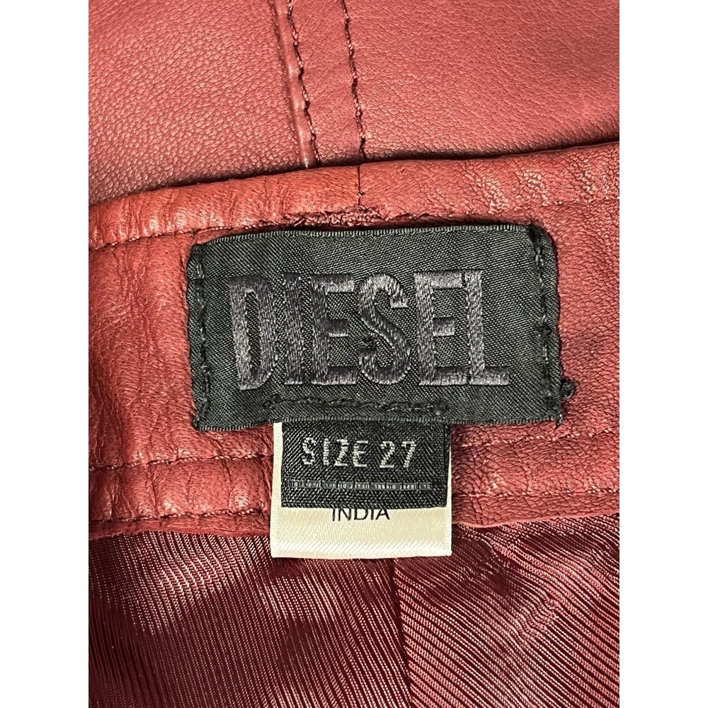 Diesel Red Genuine Sheep Leather High-Rise Shorts Sz 27 - Picture 3 of 12
